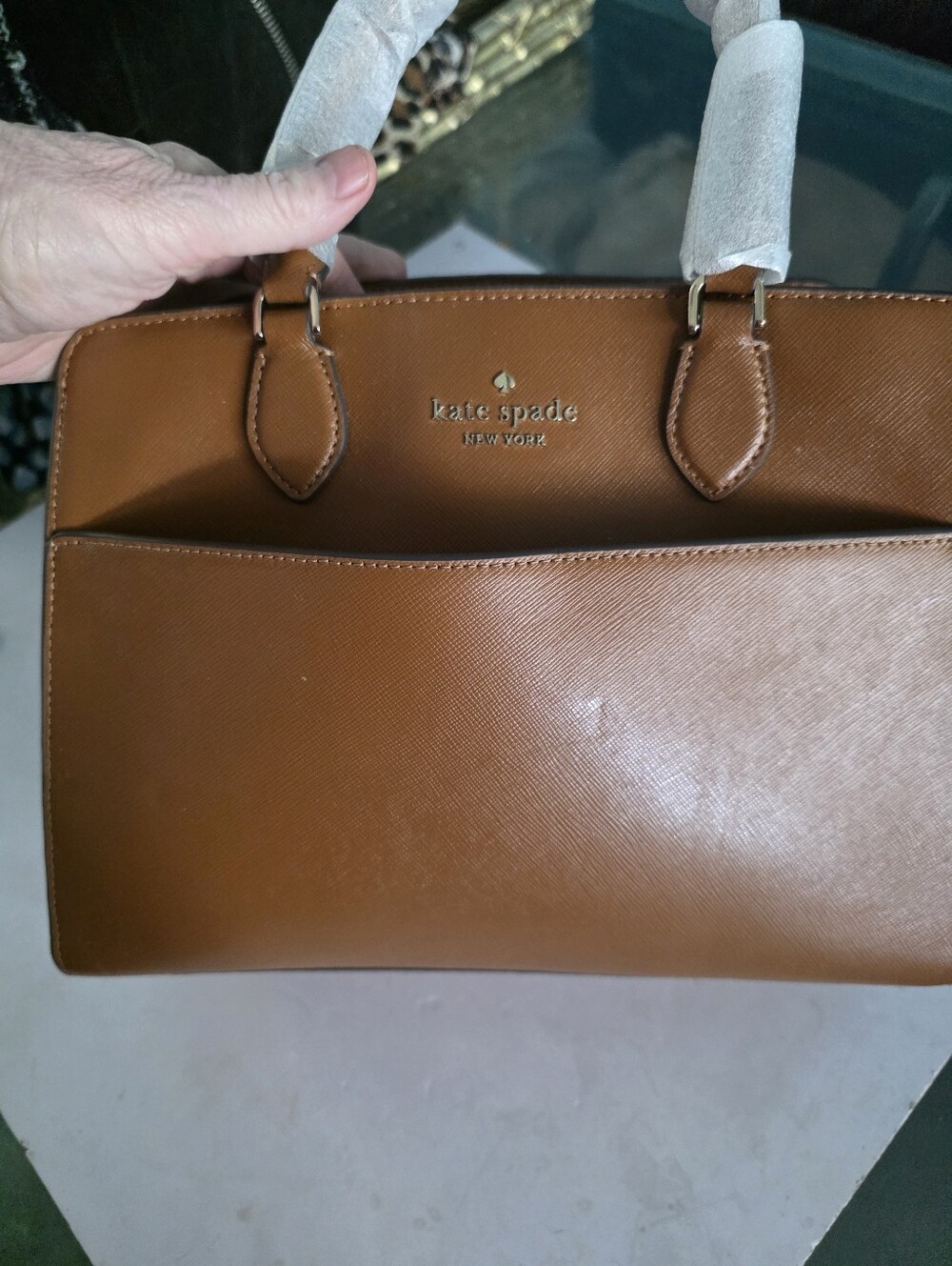 New Kate Spade New York Tan Saffiano Leather Tote